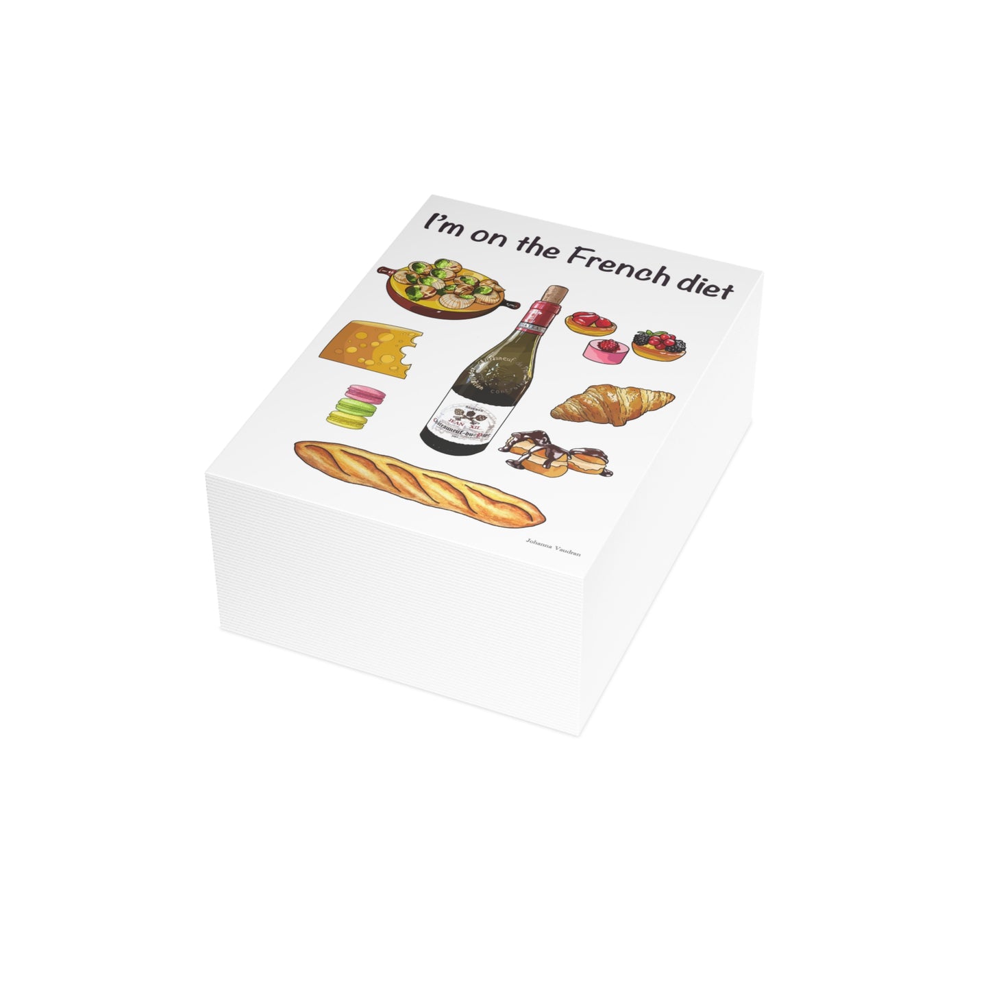Playful French Diet Postcard Bundle, Fun Note Cards, Unique Gift for Food Lovers, Stationery Set, Culinary Humor Cards
