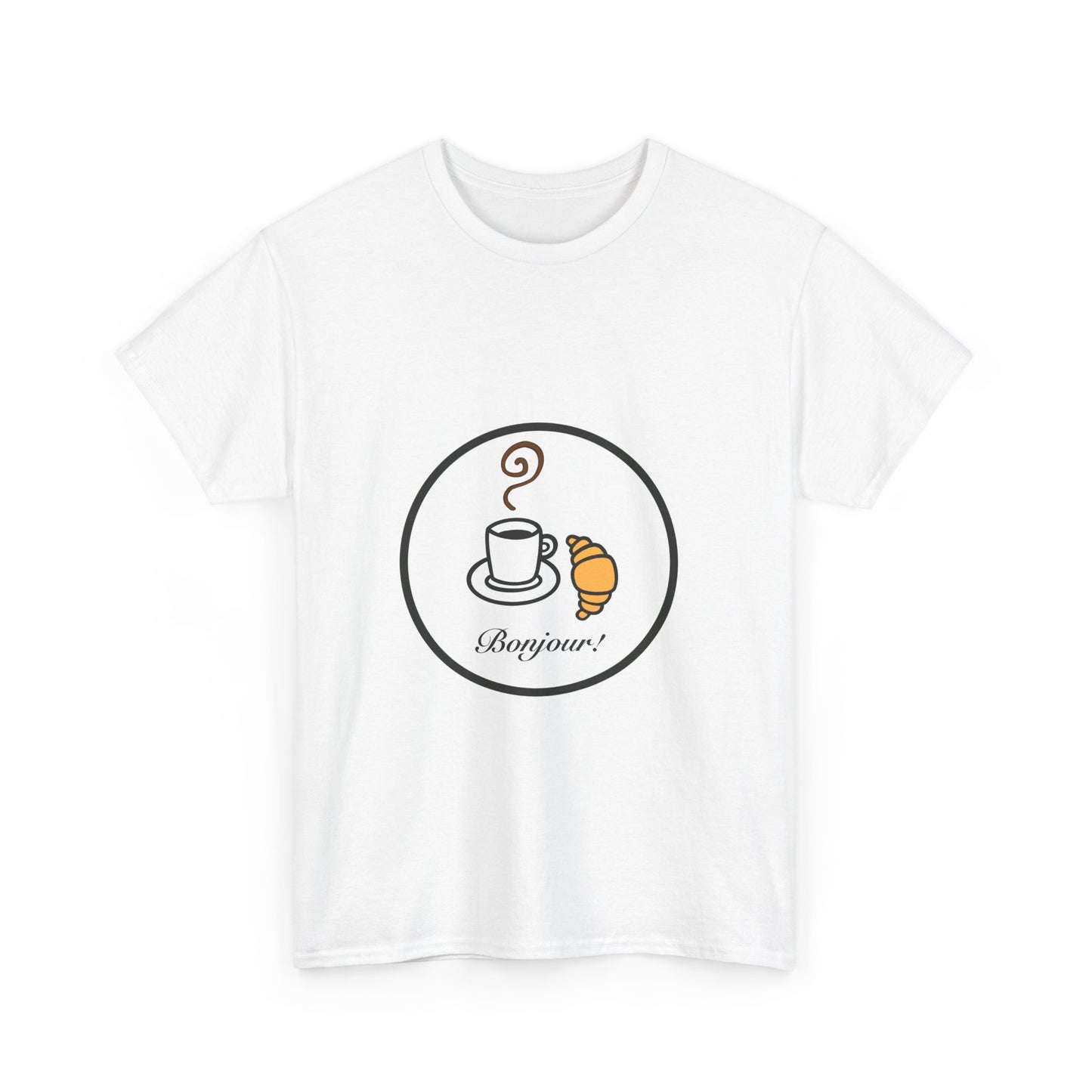 Bonjour coffee and croissant Unisex Heavy Cotton Tee
