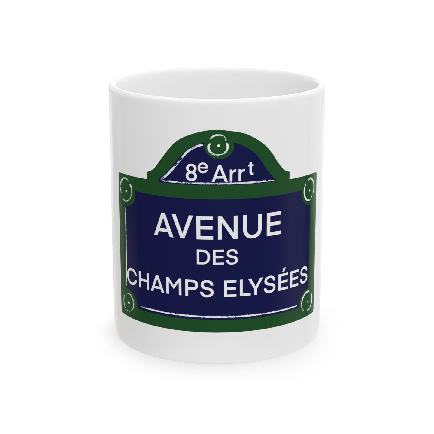 Avenue des Champs Élysées Ceramic Mug - Parisian Street Sign Coffee Cup (11oz, 15oz)