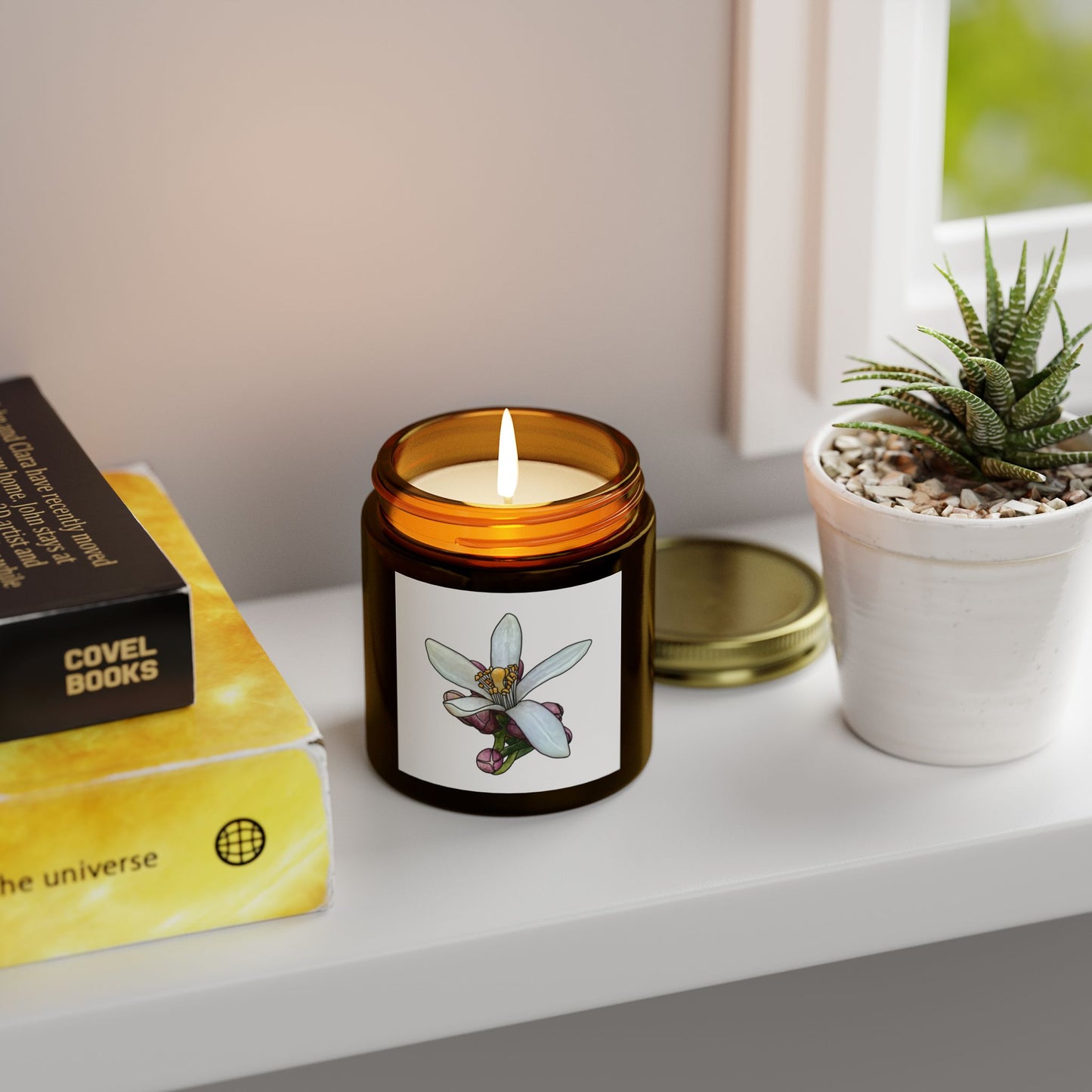 Flower Scented Candles, Coconut Apricot Wax (4oz, 9oz)