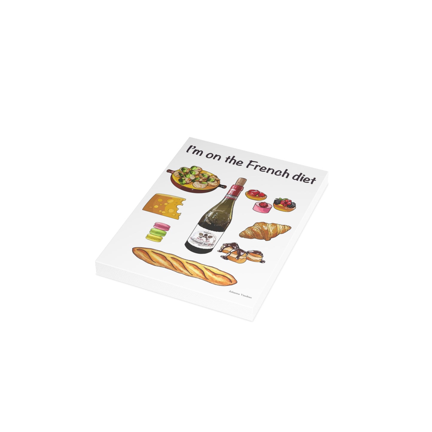 Playful French Diet Postcard Bundle, Fun Note Cards, Unique Gift for Food Lovers, Stationery Set, Culinary Humor Cards