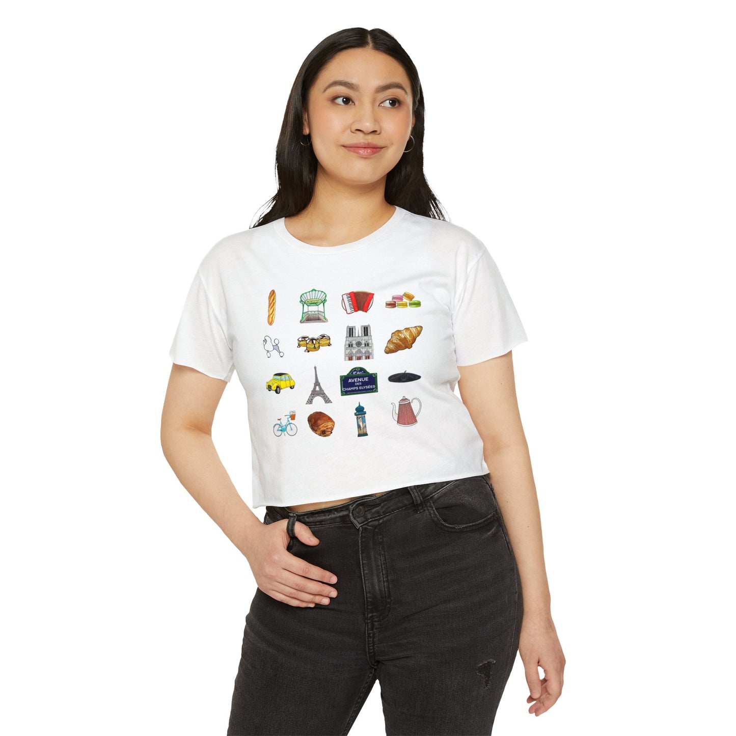 Chic Women's Festival Crop Top - Parisian Vibes Design
