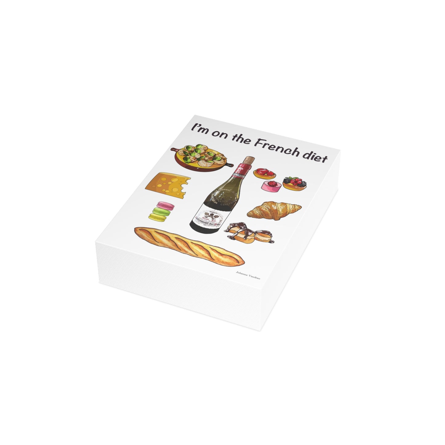 Playful French Diet Postcard Bundle, Fun Note Cards, Unique Gift for Food Lovers, Stationery Set, Culinary Humor Cards
