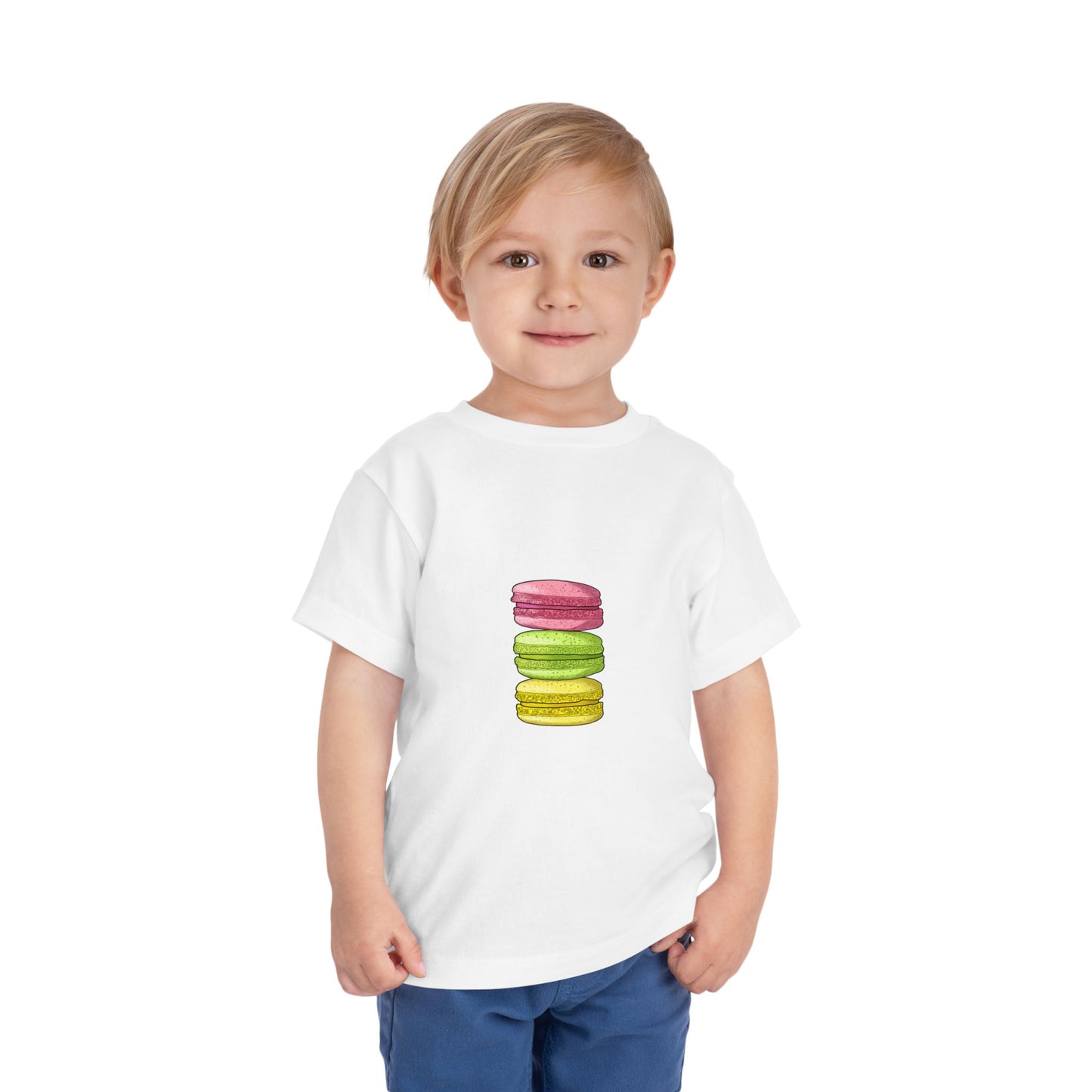Cute Macaron Toddler Tee, Kids Gift, Playtime Clothes, Birthday Outfit, Summer Apparel