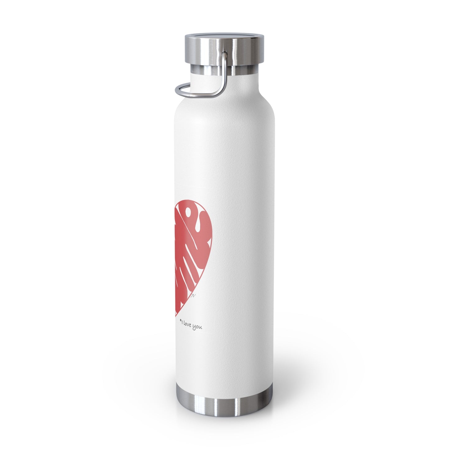 I love you French heart Copper Vacuum Insulated Bottle, 22oz