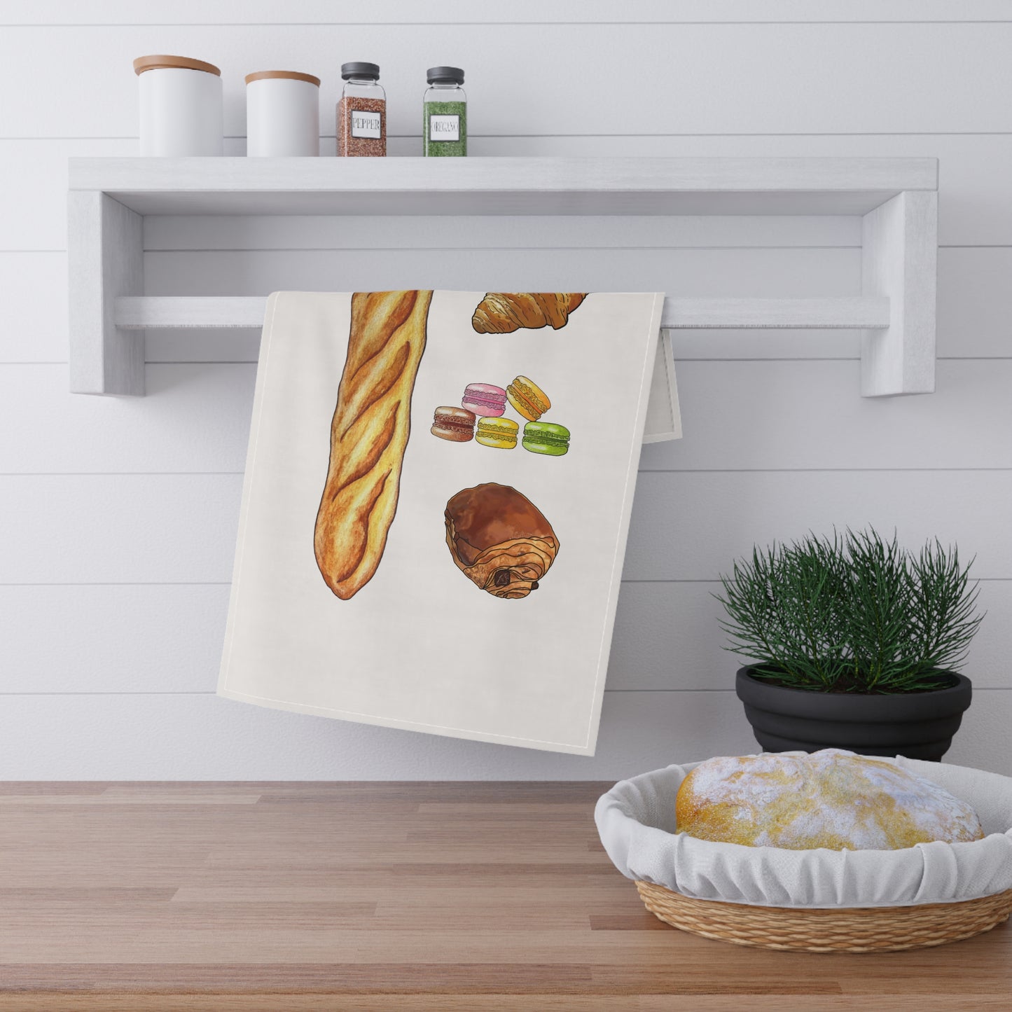 French baguette and pastries Towel (cotton, poly)