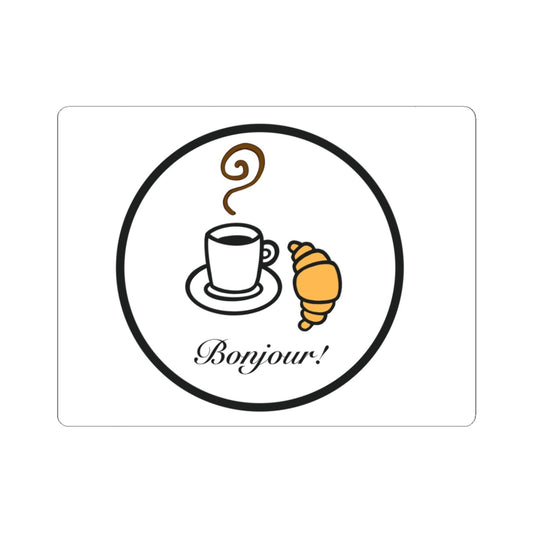 Charming Coffee Stickers, Cute Vinyl Stickers for Laptops, Bonjour Coffee Decor, Gift for Coffee Lovers, Ideal for Journals & Scrapbooking