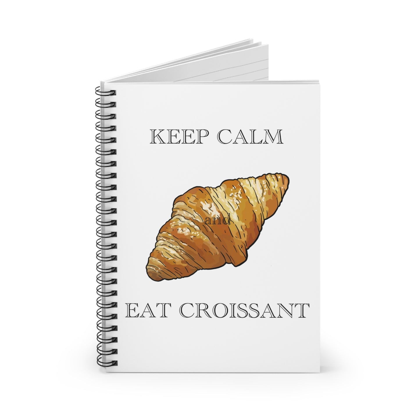 Croissant Inspiring Spiral Notebook, Cute Journal for Food Lovers, Kitchen Gift, Study Notebook, Foodie Gift Ideas, Gift for Chefs